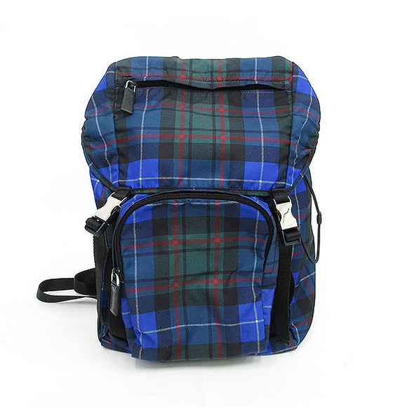 Prada Tartan Check Rucksack Blue x Green - Picture 1 of 8
